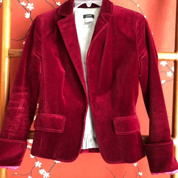 J. Crew Jackets & Blazers - Berry Wine Velvet Blazer- J Crew